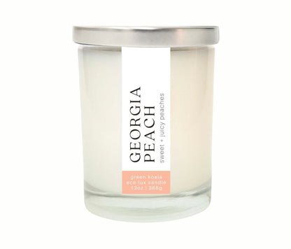 Green Koala Organic Georgia Peach Eco-Luxury Candle Glass Jar With Lid