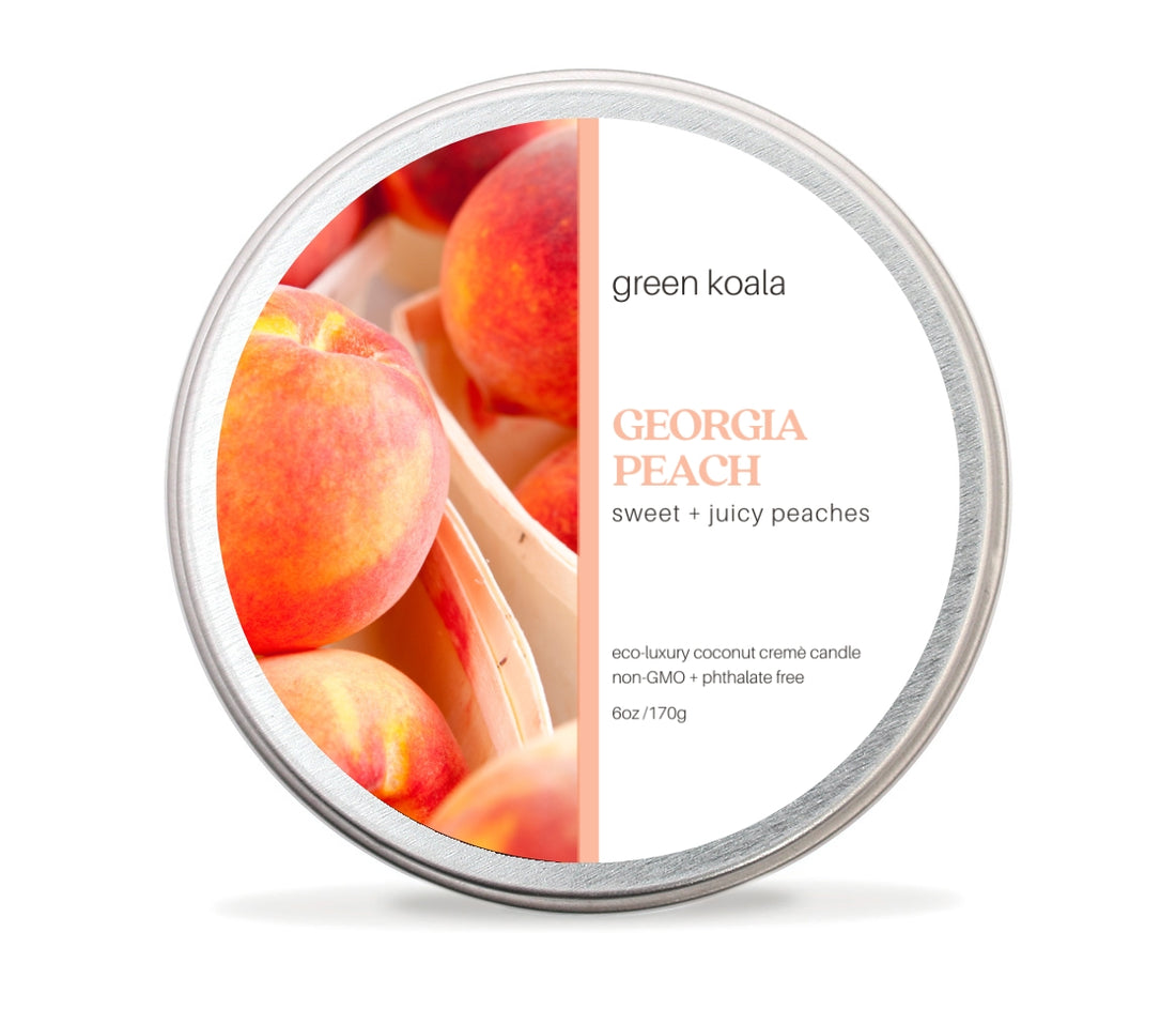 Georgia Peach Non-Toxic 6 oz Candle Tin by Green Koala