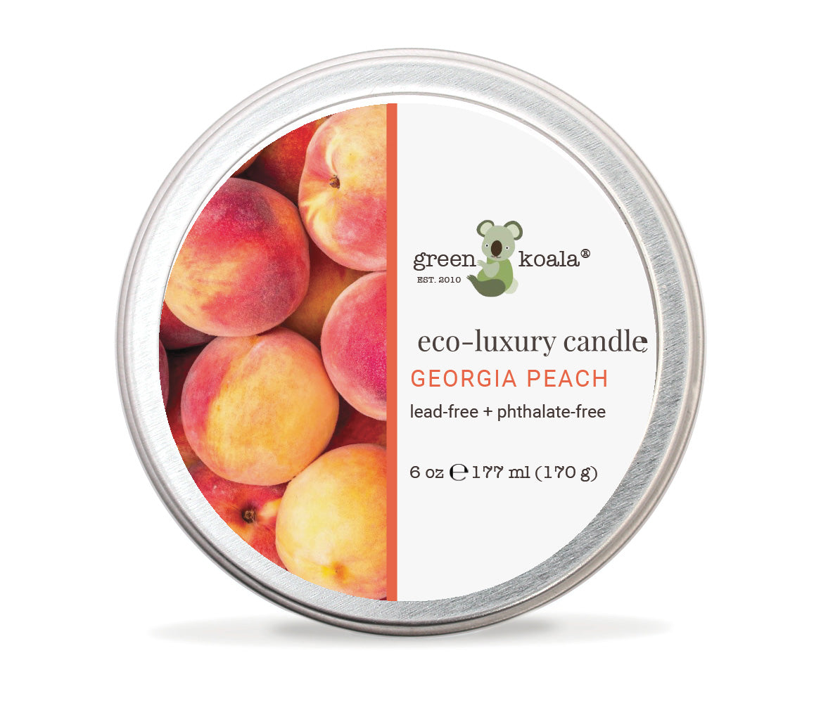 Green Koala Organic Georgia Peach Eco-Luxury Non-Toxic Candle Tin With Lid