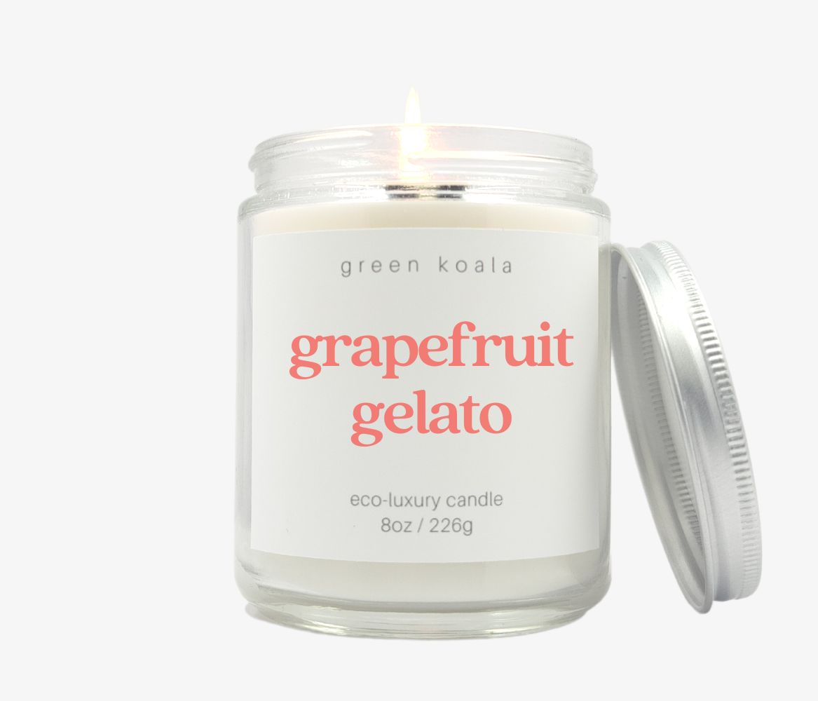 8oz grapefruit gelato eco-luxury candle with silver lid