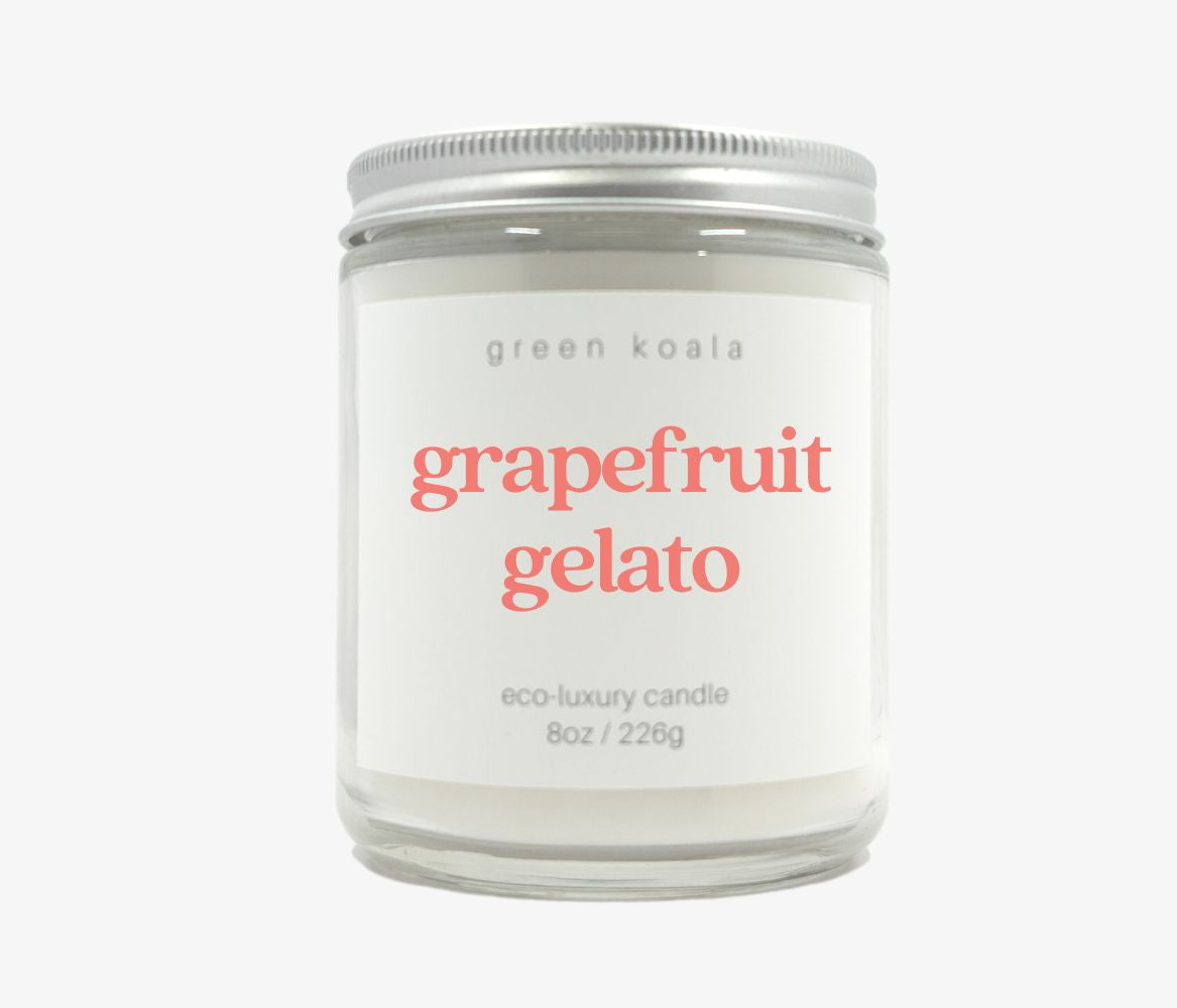8oz Grapefruit gelato scented coconut wax candle with sliver lid