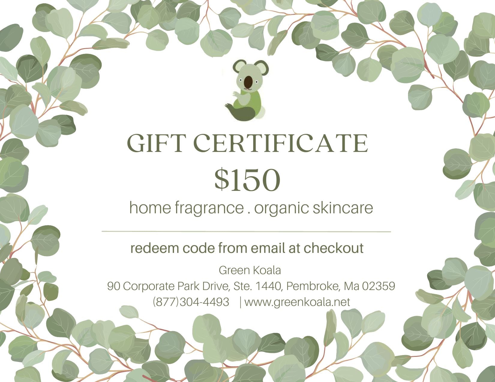 $150 Green Koala e-Gift Card