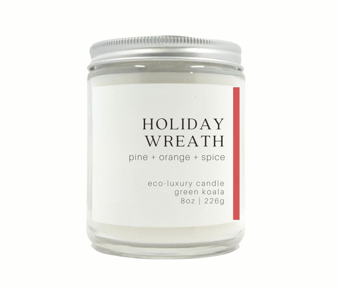Holiday Wreath 8oz Eco-Luxury Candle, Non-Toxic Candles