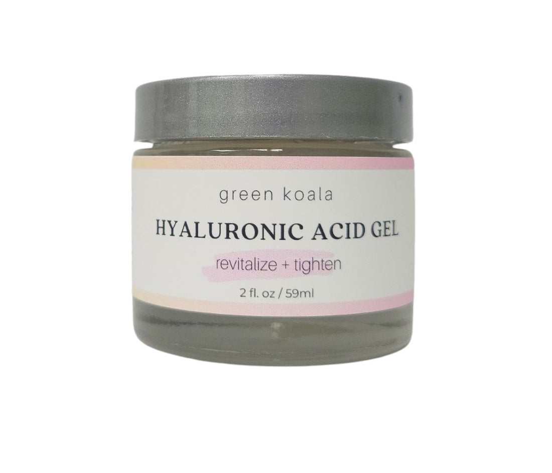 Hyaluronic Acid Gel in a 2oz glass jar. Helps with reducing fine lines and wrinkles.