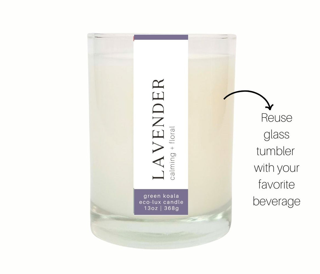Green Koala Organic Lavender Zero Waste Eco-Luxury Drinking Glass Candle