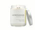 8oz Lemongrass Eco-Luxury Candle with silver lid.