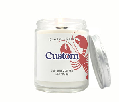 8oZ Candle lobster label design that can be customized.