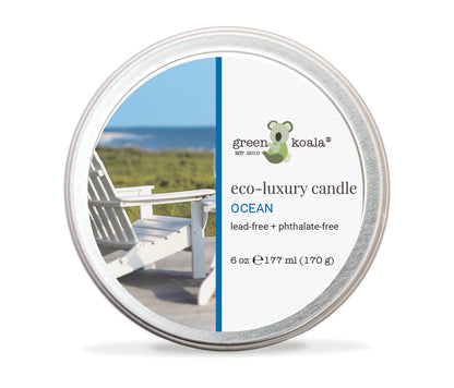Green Koala Organic Ocean Eco-Luxury Non-Toxic Candle 6oz Tin With Lid