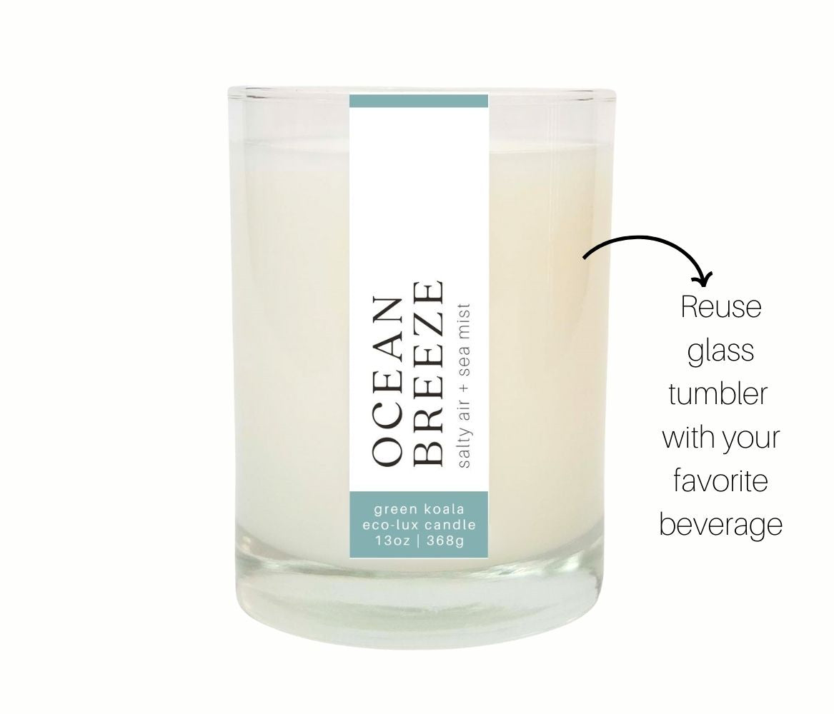Green Koala Organic Ocean Breeze Eco-Luxury Candle Glass Jar