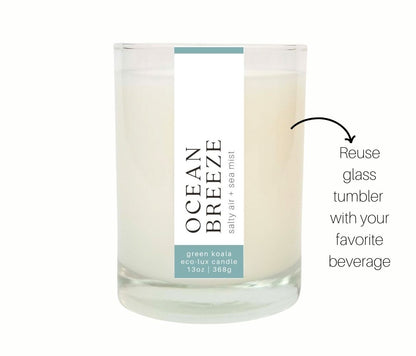 Green Koala Organic Ocean Breeze Eco-Luxury Candle Glass Jar