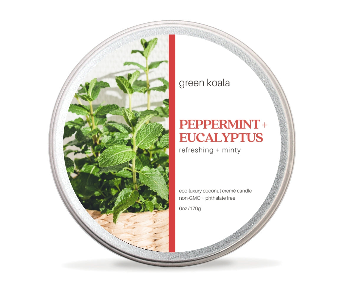 Peppermint &amp; Eucalyptus Non-Toxic 6 oz Candle Tin by Green Koala