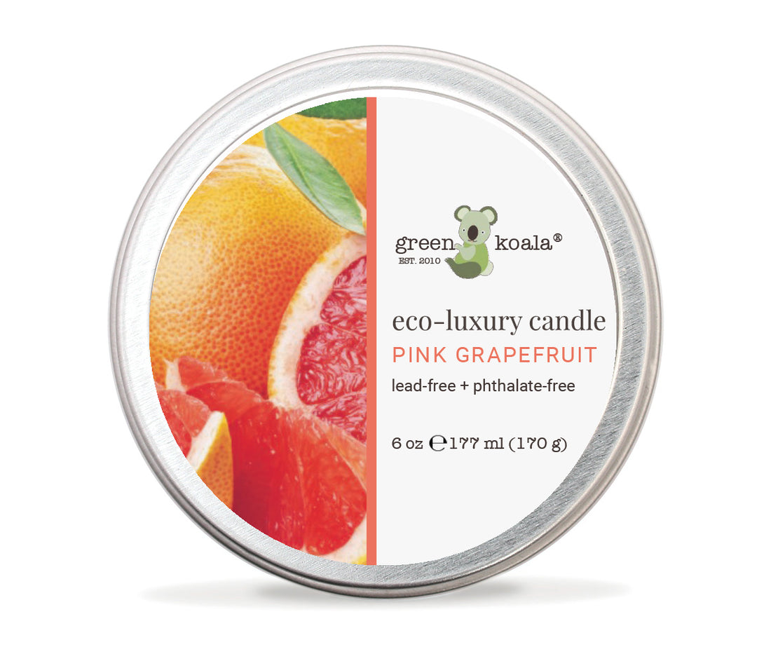 Green Koala Organic Pink Grapefruit Eco-Luxury Non-Toxic 6oz Candle Tin With Lid