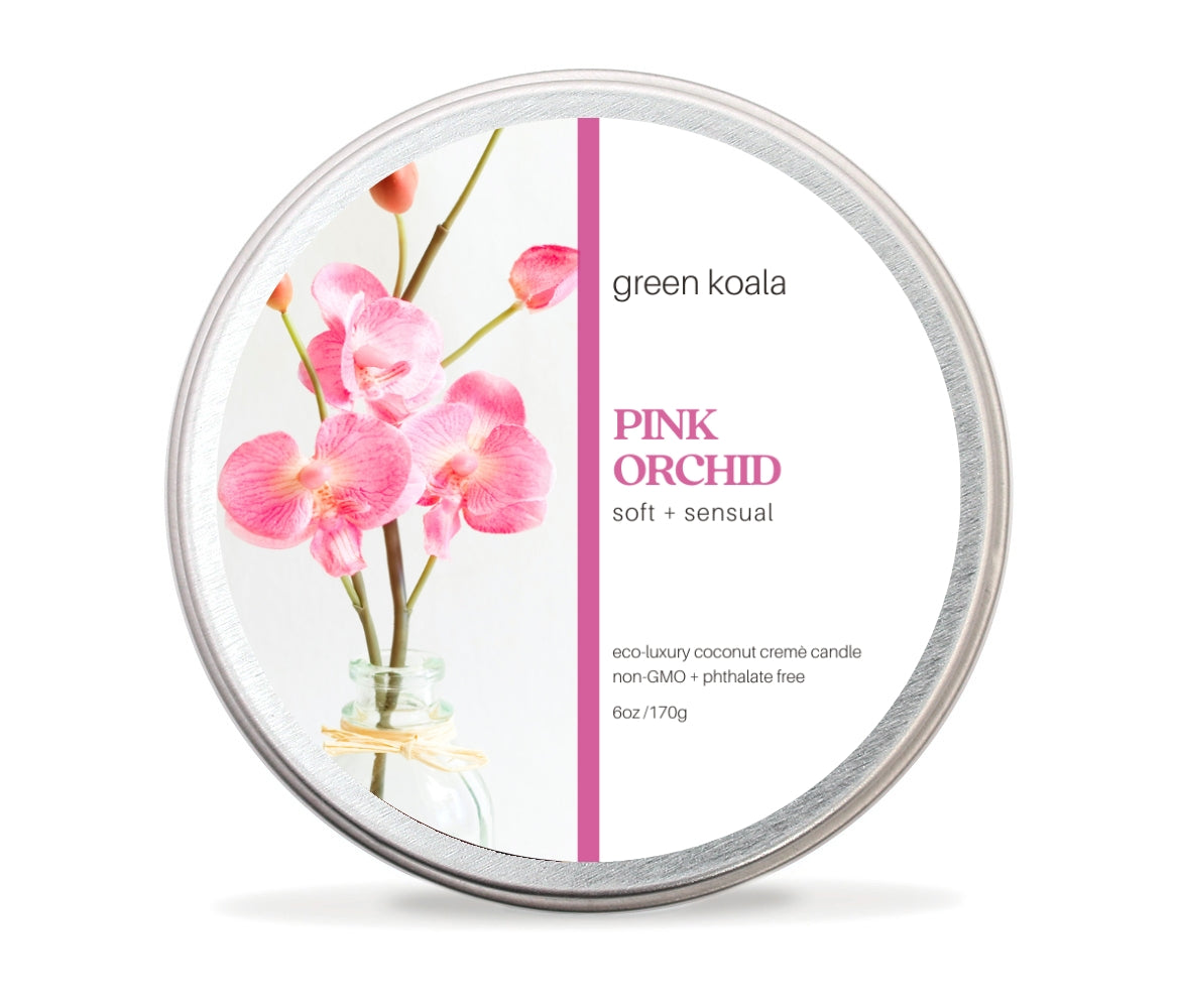 Pink Orchid Non-Toxic 6 oz Candle Tin by Green Koala