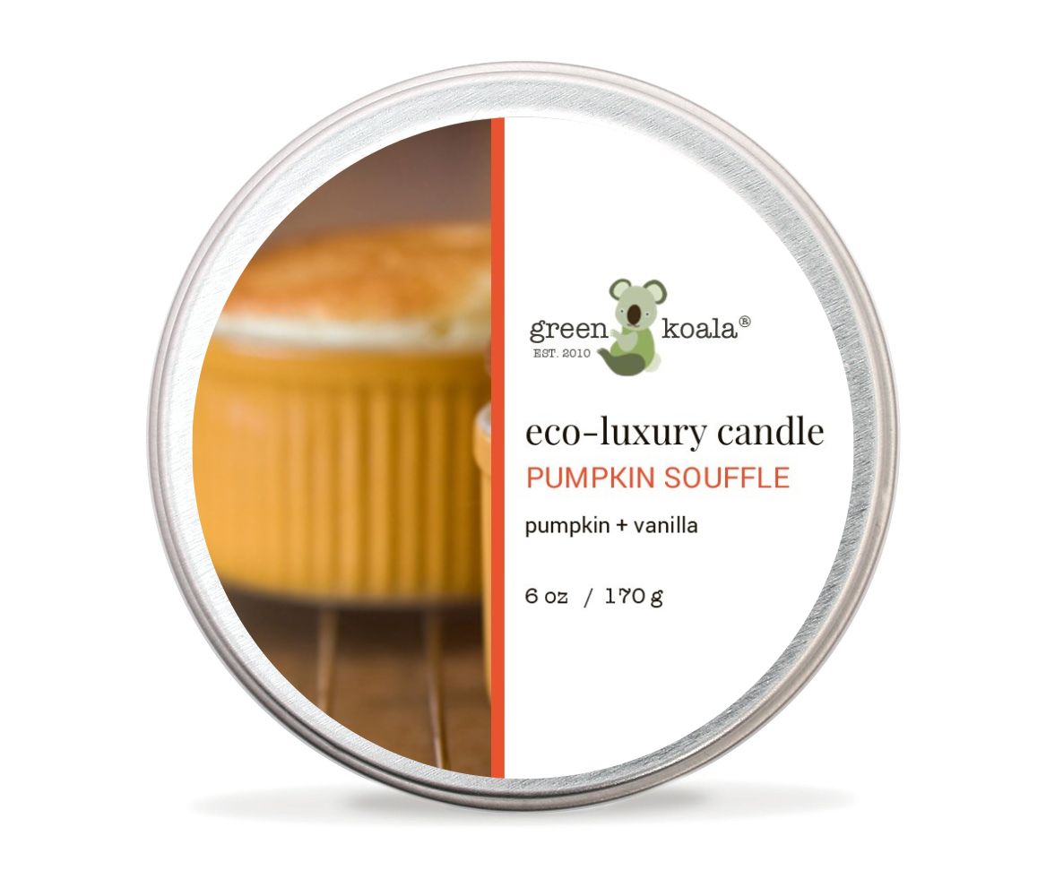 6oz Green Koala Organic Pumpkin Souffle Eco-Luxury Non-toxic Candle Tin With Lid