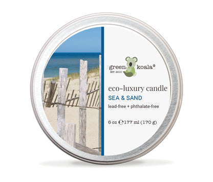 Green Koala Organic Sea &amp; Sand Eco-Luxury Non-Toxic 6oz Candle Tin
