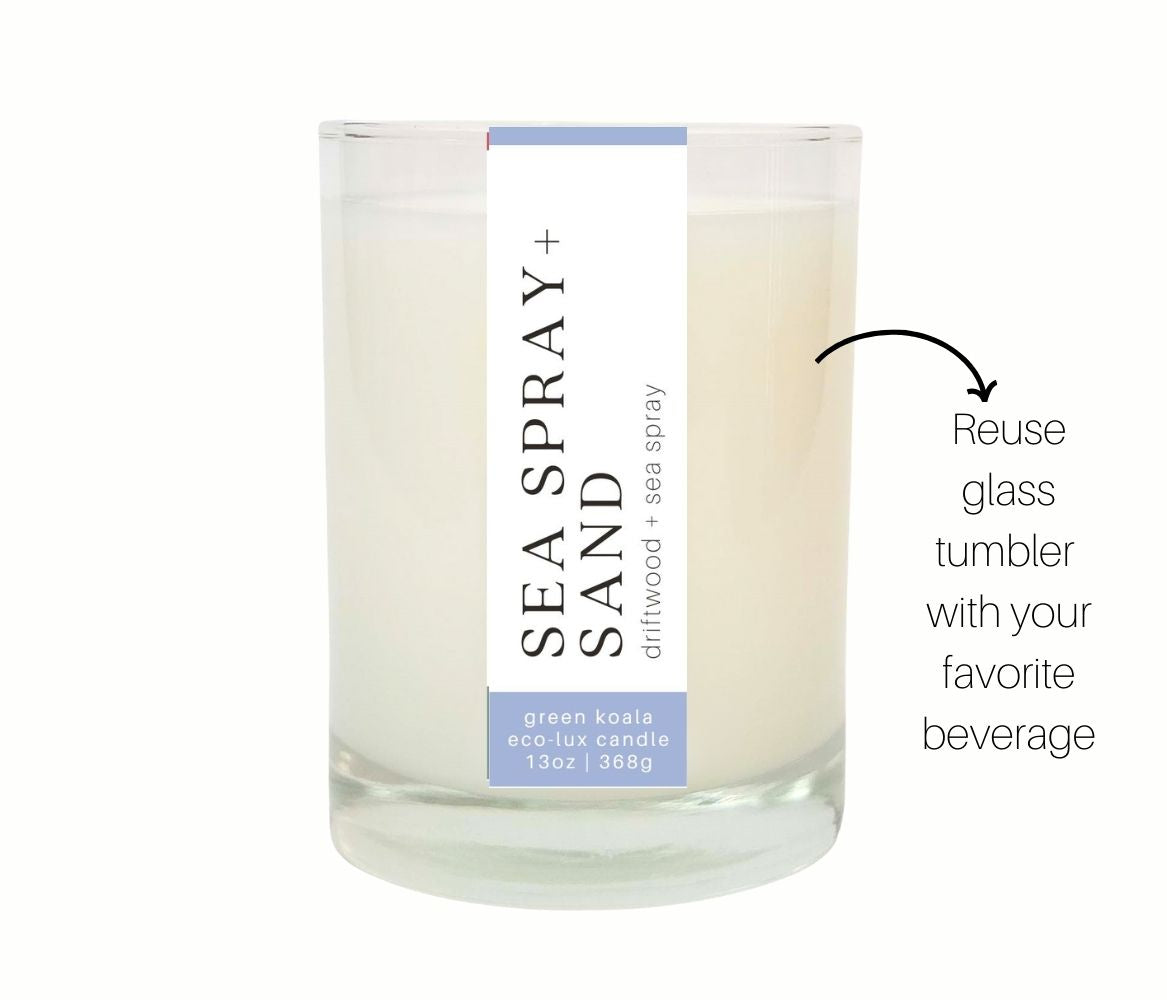 Green Koala Organic Sea &amp; Sand Eco-Luxury 13oz Candle Glass Jar