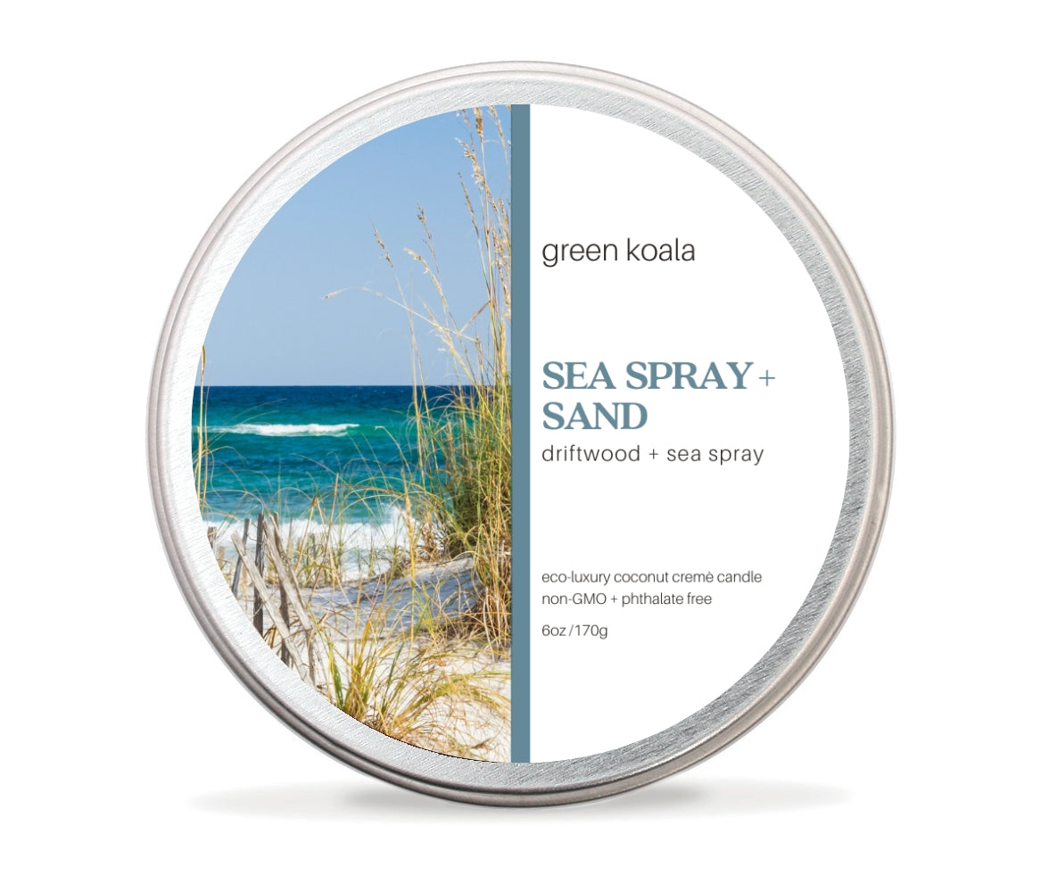 Sea Spray &amp; Sand Non-Toxic 6 oz Candle Tin by Green Koala