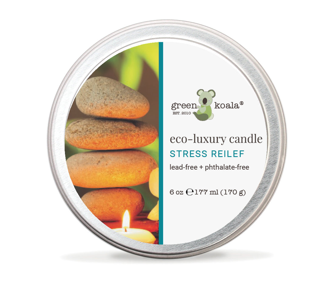 6oz Green Koala Organic Stress Relief Eco-Luxury Candle Tin With Lid
