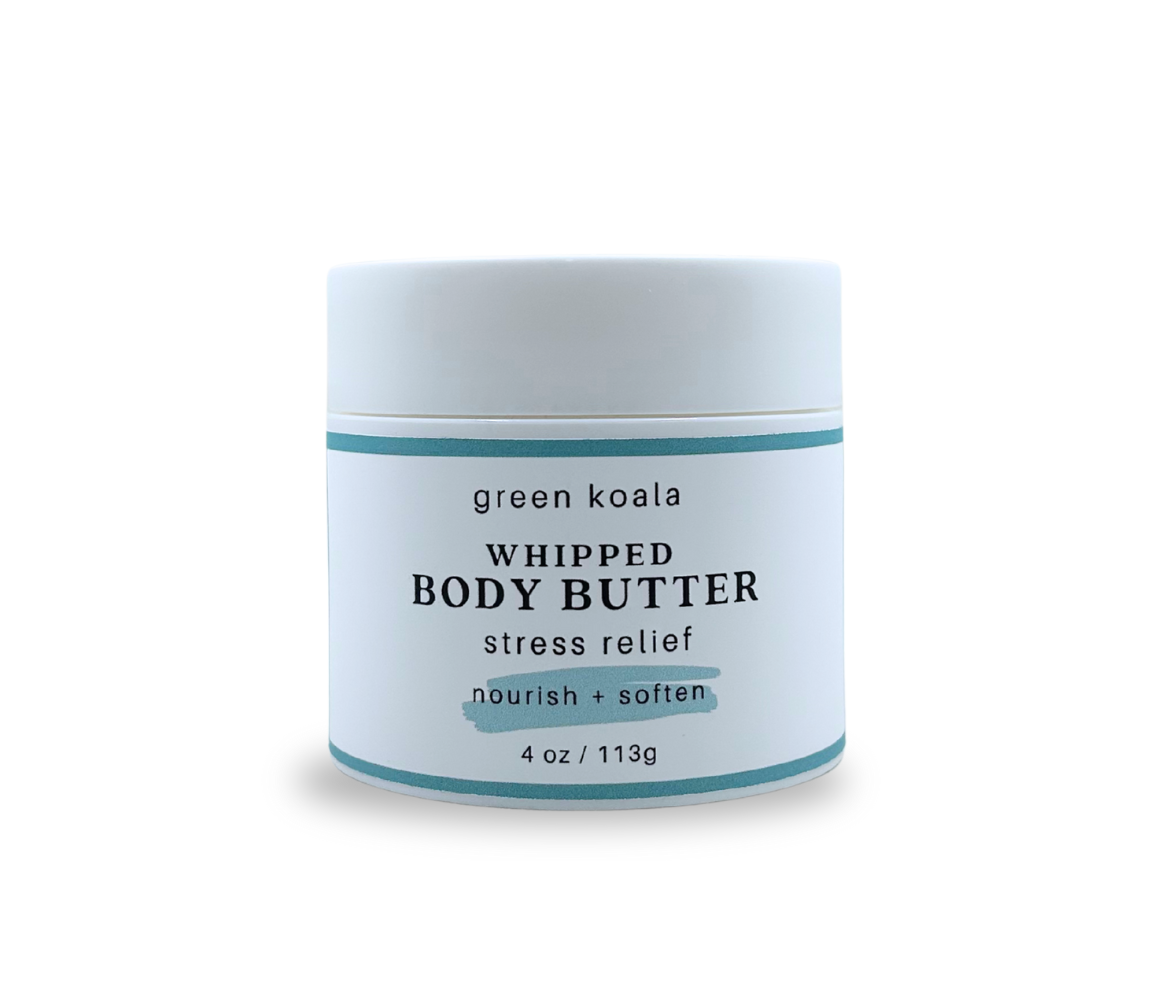 4o  green koala stress relief whipped body butter on a white background
