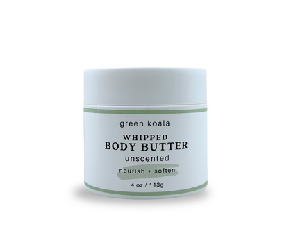 Green Koala unscented whipped body butter jar on a white background
