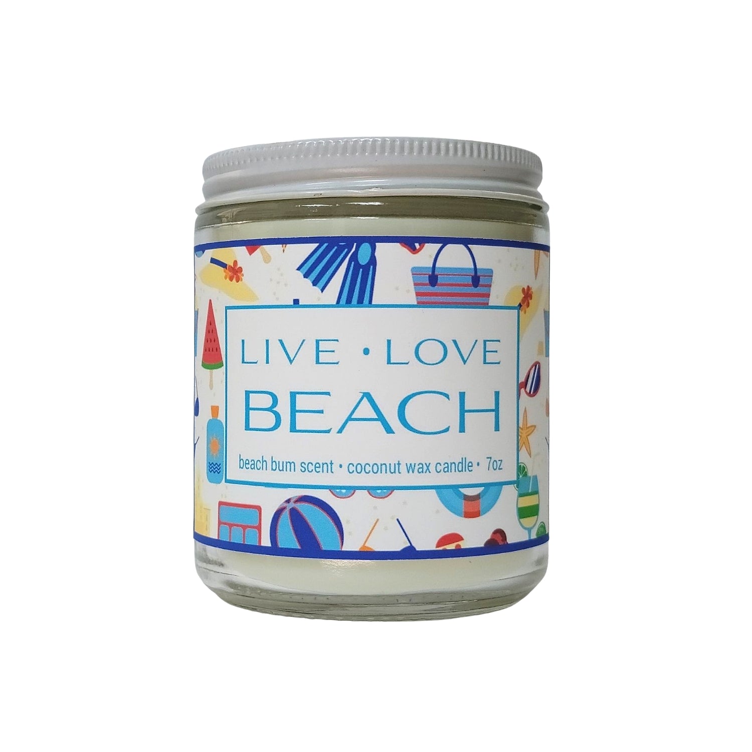 LIVE LOVE BEACH 7oz Candle made with coconut wax and scented with beach bun non-toxic fragrance 