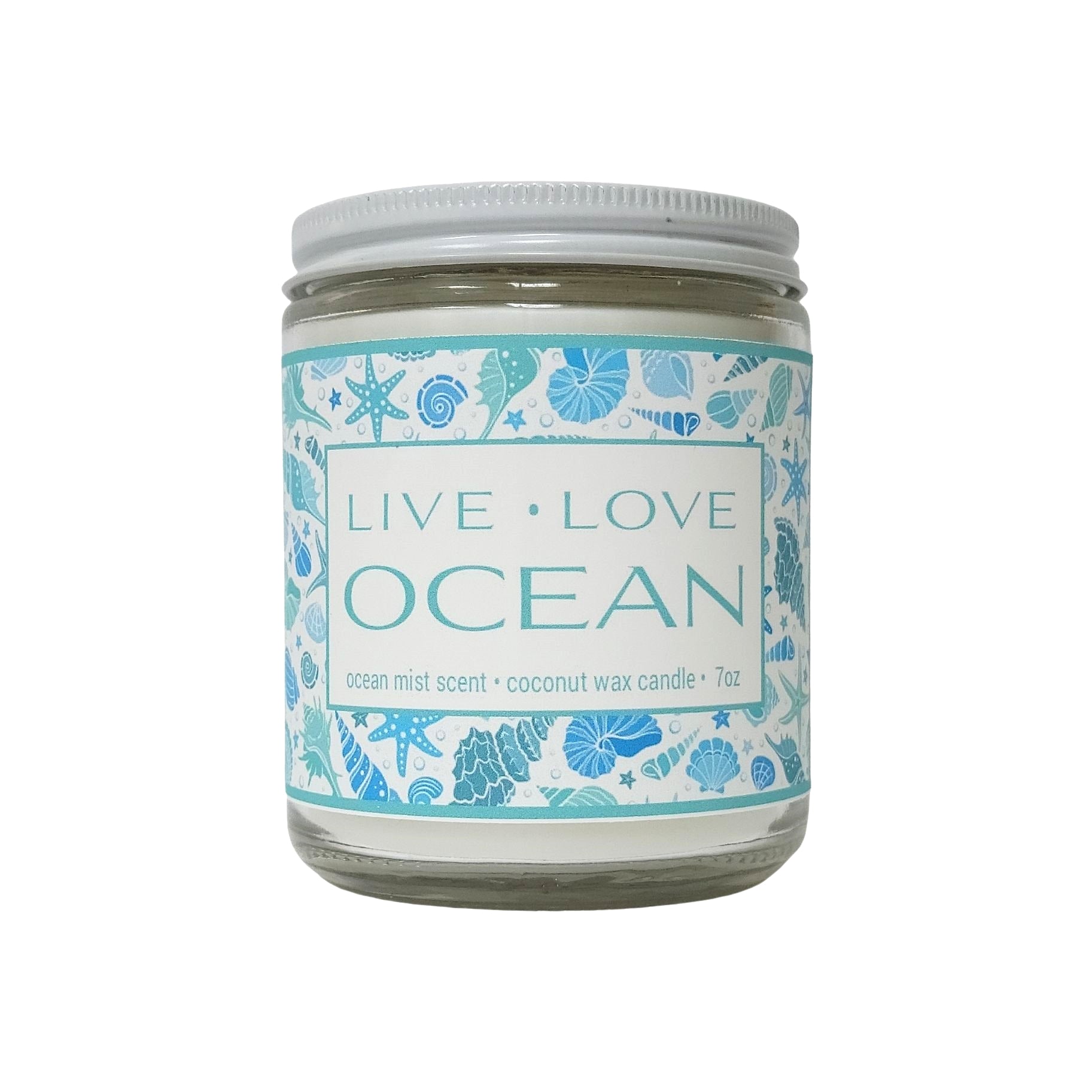 LIVE LOVE OCEAN 7oz candle with ocean mist scent